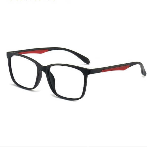 Blue Light Blocking Anti Eyestrain Lens Eyeglasses Black Red Frame - Picture 1 of 6